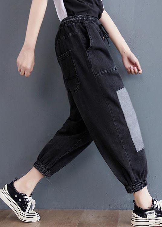 Comfy Black Patchwork jeans Summer Cotton - bagstylebliss