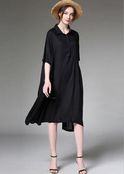 Comfy Black PeterPan Collar Button Spring Party Dress Half Sleeve - bagstylebliss