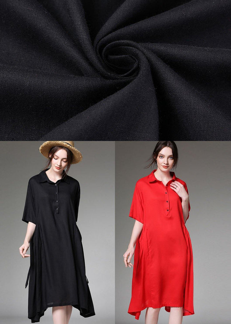 Comfy Black PeterPan Collar Button Spring Party Dress Half Sleeve - bagstylebliss