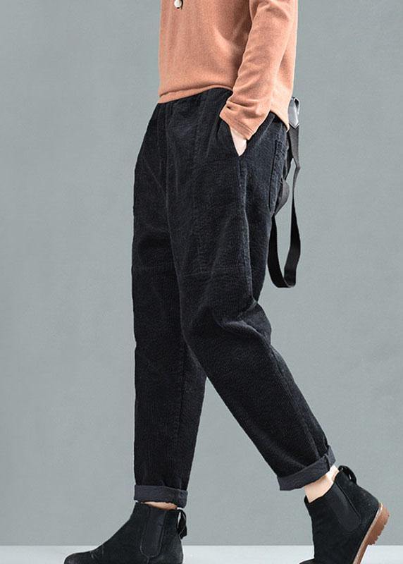 Comfy Black Pockets Patchwork Fall Harem Pants - bagstylebliss