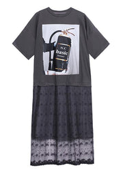 Comfy Black Print Patchwork Lace Maxi Dresses Summer - bagstylebliss