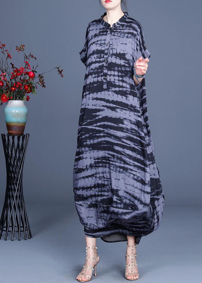 Comfy Black Striped Batwing Sleeve Silk Dress Summer Spring - bagstylebliss