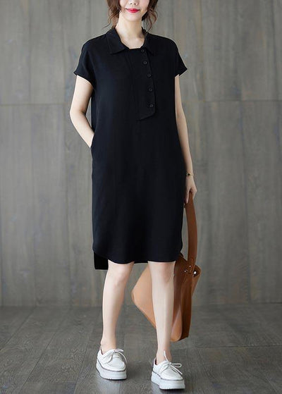 Comfy Black low high design Ankle Summer Cotton Dress - bagstylebliss