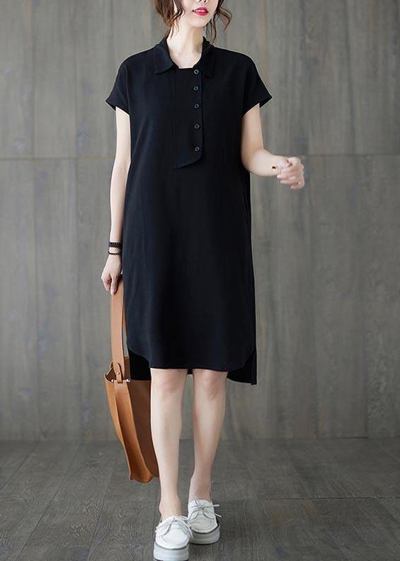 Comfy Black low high design Ankle Summer Cotton Dress - bagstylebliss