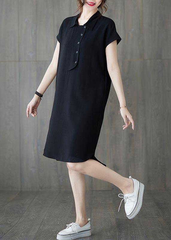 Comfy Black low high design Ankle Summer Cotton Dress - bagstylebliss