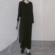 Comfy O Neck Long Sleeve Sweater Dress Street Style Black Mujer Knit Dress - bagstylebliss