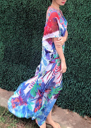 Comfy Print Backless Chiffon tie Beach Gown Summer Dress - bagstylebliss