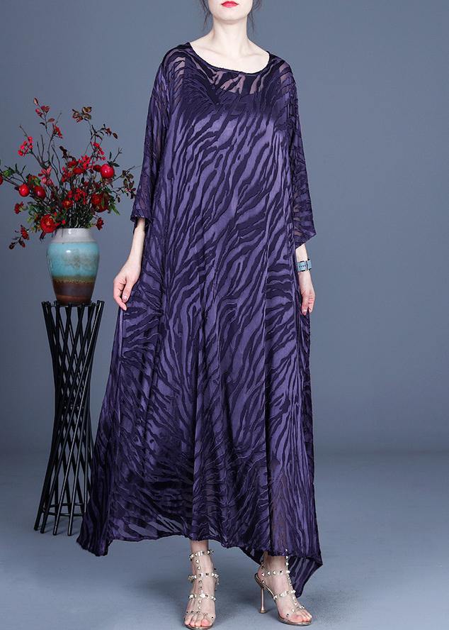 Comfy Purple O-Neck Long sleeve Two Piece Set Dress - bagstylebliss