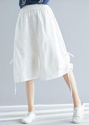 Comfy White Wide Leg Cotton Linen Pants Summer - bagstylebliss