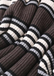 Comfy black striped clothes oversized winter sweaters high neck - bagstylebliss