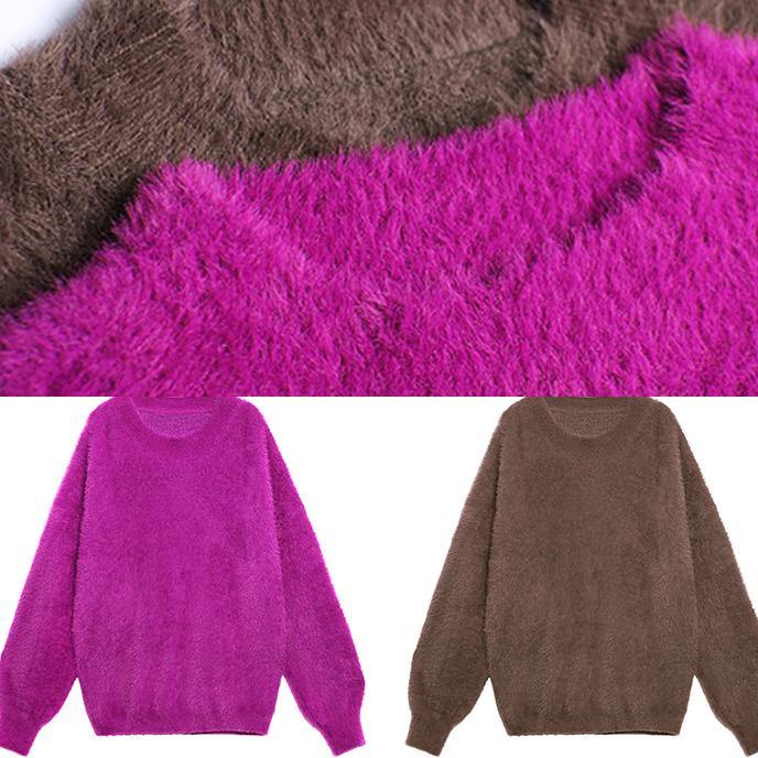 Comfy chocolate knit sweat tops trendy plus size o neck baggy clothes - bagstylebliss
