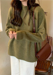 Comfy fall green knit sweat tops plus size high neck knit blouse - bagstylebliss