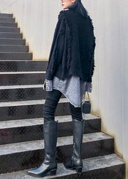 Cozy black knit coats plus size patchwork false two pieces knit sweat tops - bagstylebliss