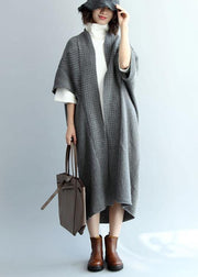 Cozy fall knitted coat trendy plus size gray Batwing Sleeve - bagstylebliss