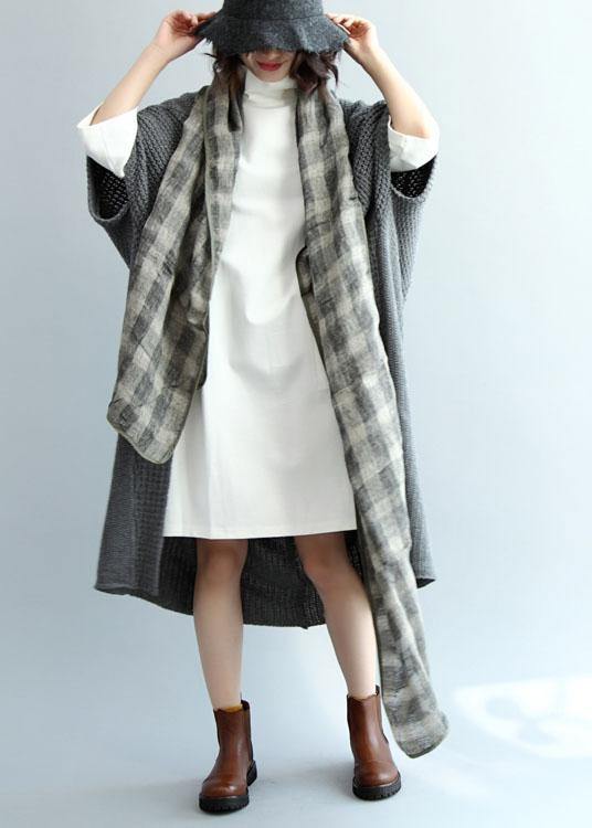 Cozy fall knitted coat trendy plus size gray Batwing Sleeve - bagstylebliss