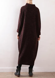 Cozy high neck Sweater dress outfit Re fashion chocolate baggy knit fall - bagstylebliss