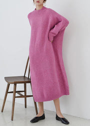 Cozy o neck Sweater fall weather plus size rose daily knit long dresses - bagstylebliss