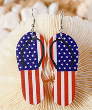 Cute Independence Day Theme Print Slipper Shape Leather Earrings