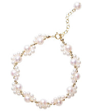 Cute White 14K Gold Pearl Charm Bracelet