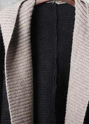 Cute black knitted outwear plus size clothing nude hooded knit sweat tops - bagstylebliss