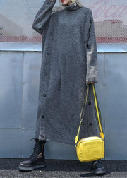 Cute high neck Sweater knit top pattern Largo gray Big knit dress fall - bagstylebliss