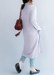 Cute light purple Sweater outfits Moda high neck daily side open knit dresses - bagstylebliss