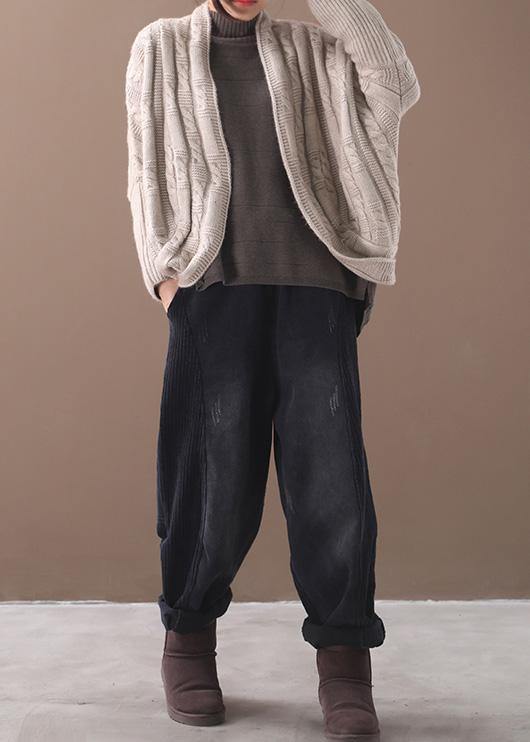 Cute winter knitwear Loose fitting khaki asymmetric sweater coat - bagstylebliss