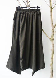 DIY Army Green Elastic Waist Cotton Linen loose Pants Summer - bagstylebliss
