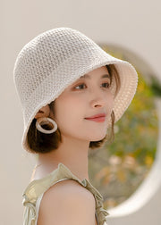 DIY Beige Hollow Out Straw Woven Bucket Hat