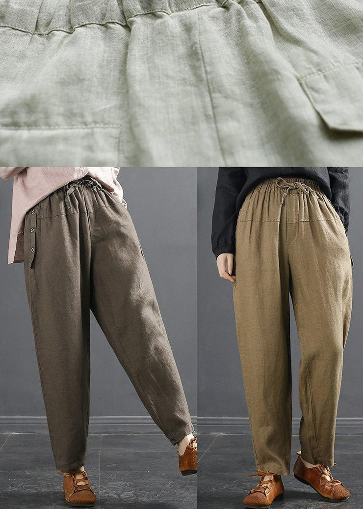 DIY Beige Trousers Spring Elastic Waist Gifts Shorts - bagstylebliss