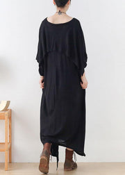 DIY Black Loose Asymmetrical Design Fall Cotton Long Sleeve Dresses - bagstylebliss