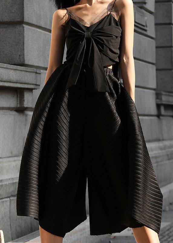 DIY Black wrinkled Summer High Waist Skirts Pant - bagstylebliss