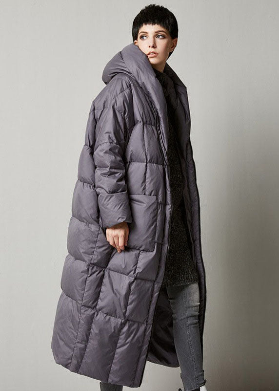 DIY Black zippered Pockets Thick Winter Duck Down Coat