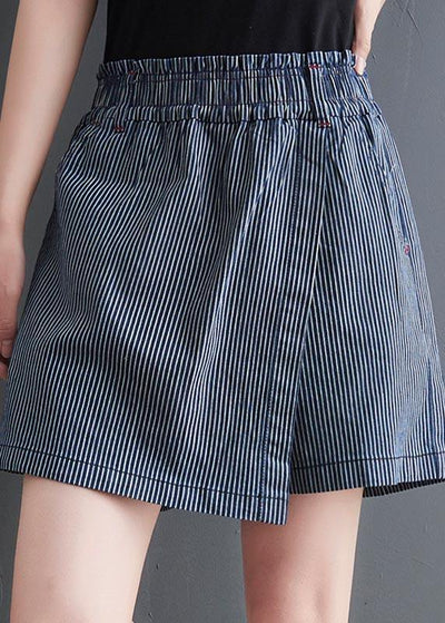 DIY Blue Striped Wide Leg hot pants Summer - bagstylebliss