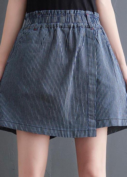 DIY Blue Striped Wide Leg hot pants Summer - bagstylebliss