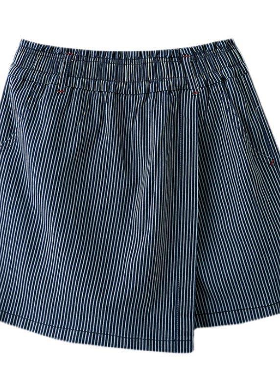 DIY Blue Striped Wide Leg hot pants Summer - bagstylebliss