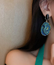 DIY Colorblock Alloy Inlaid Gem Stone Drop Earrings