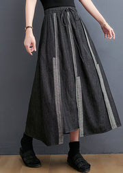 DIY Dark Gray Tie Waist Asymmetrical Design Casual Fall A Line  Skirt