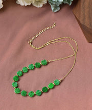 DIY Green 14K Gold Jade Dry Green Graduated Bead Necklace