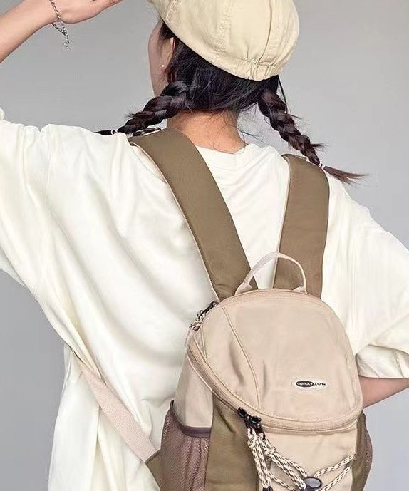 DIY Khaki Patchwork Durable Backpack Bag