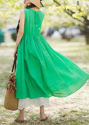 DIY O Neck Sleeveless Summer Wardrobes Work Green Long Dresses - bagstylebliss