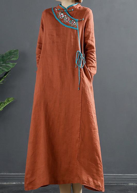 DIY Orange Embroidery Maxi Dresses - bagstylebliss