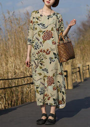 DIY Peony Flower Clothes For Women O Neck Pockets Maxi Spring Dress - bagstylebliss