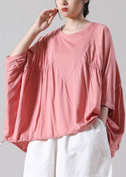 DIY Pink Cinched Cotton Shirt Top Summer Short Sleeve - bagstylebliss