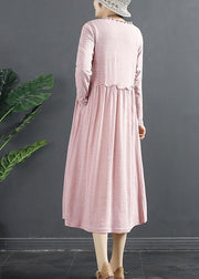 DIY Pink Ruffled Patchwork Loose Dress - bagstylebliss