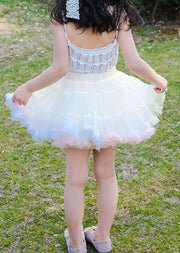 DIY Pink Ruffled Patchwork Tulle Baby Girls Party Skirt Summer