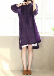 DIY Purple Dresses O Neck Side Open Dresses - bagstylebliss