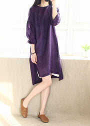 DIY Purple Dresses O Neck Side Open Dresses - bagstylebliss