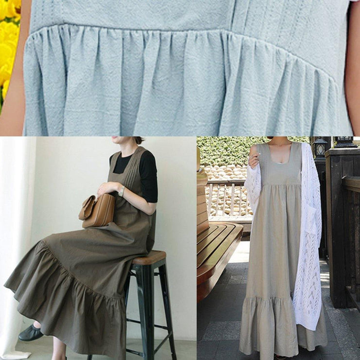 DIY Ruffles cotton summer quilting dresses Inspiration light gray Plus Size Dress - bagstylebliss