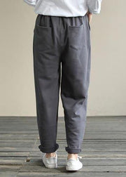 DIY Spring Wide Leg Pants Women's Gray Gifts Elastic Waist Patchwork Pant - bagstylebliss